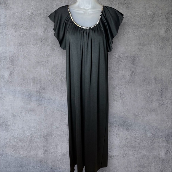 VTG 80s Mary McFadden Black Maxi Shift Dress Witchy Vampire Whimsigoth Medium - Picture 1 of 7